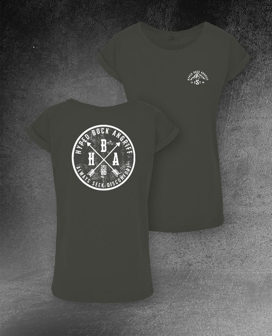 DAMEN T-SHIRT LONG TEE "HYPED BOCK ANGRIFF EST. 1986"