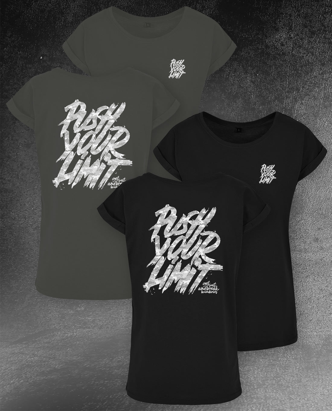 DAMEN T-SHIRT LONG TEE "PUSH YOUR LiMiT"