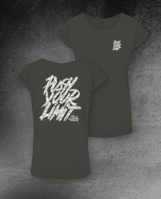 DAMEN T-SHIRT LONG TEE "PUSH YOUR LiMiT"