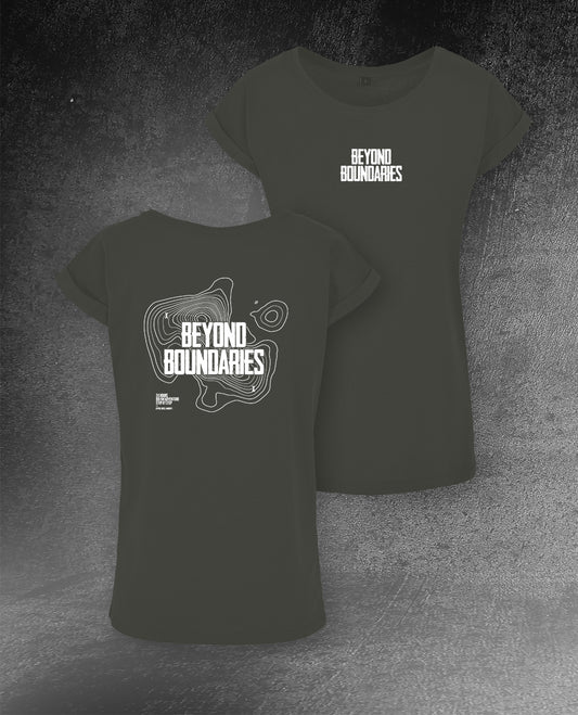 DAMEN T-SHIRT LONG TEE "BEYOND BOUNDARIES"