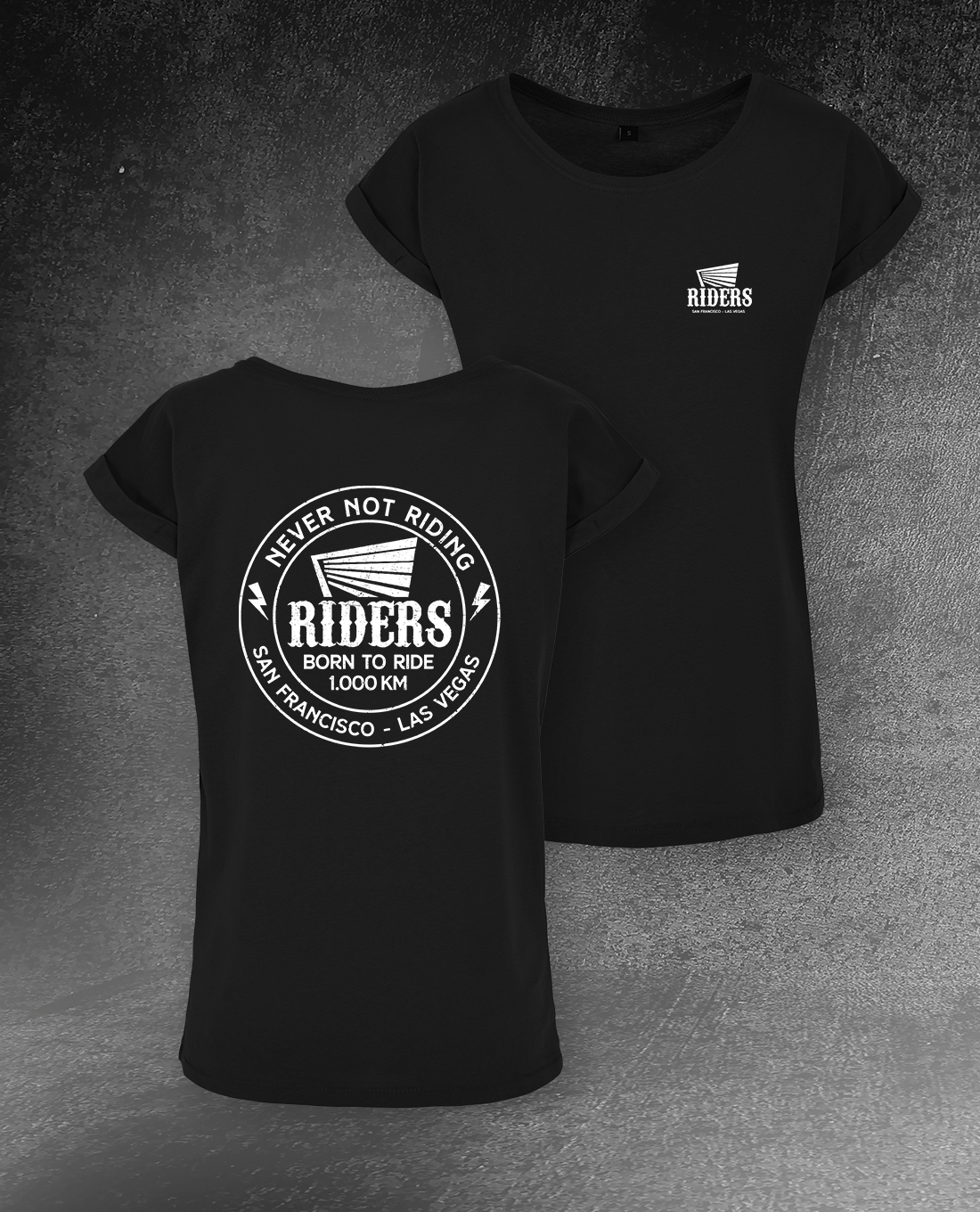 DAMEN T-SHIRT LONG TEE "RIDERS"