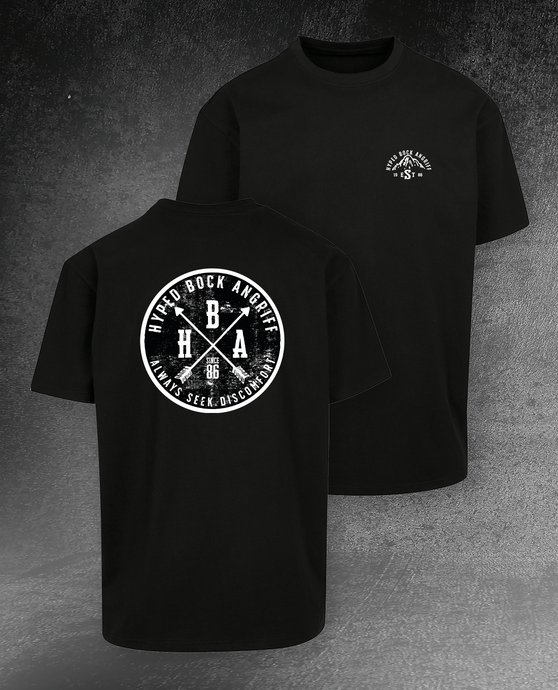 HEAVY OVERSIZE SHIRT "HYPED BOCK ANGRIFF EST 1986"