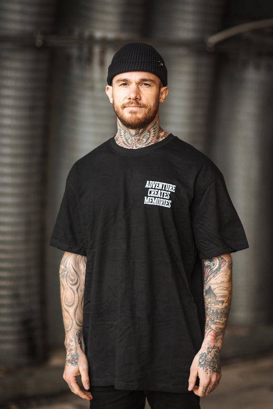 HEAVY OVERSIZE SHIRT "ADVENTURE CREATES MEMORIES"