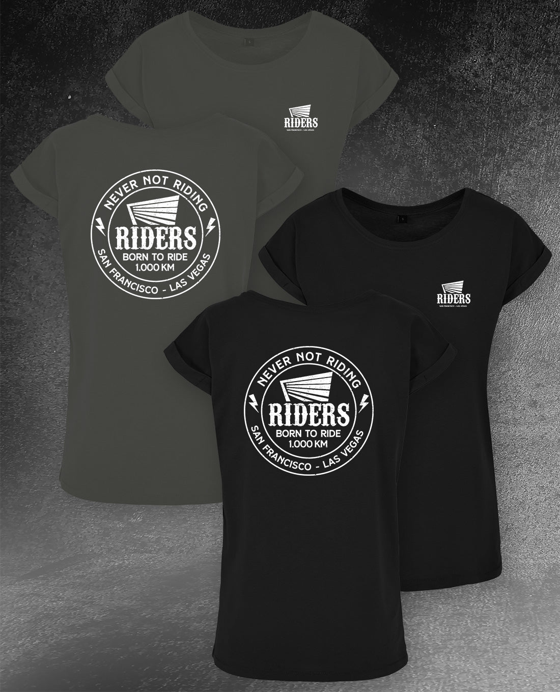 DAMEN T-SHIRT LONG TEE "RIDERS"